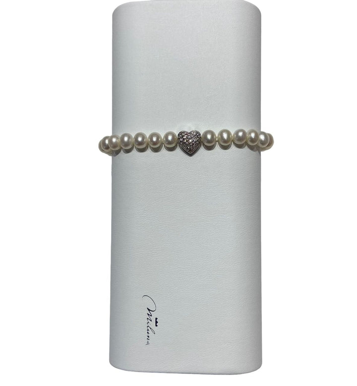 Bracciale Donna Miluna Argento 925 Miss Italia Perle Bianche Cuore PBR3506-TPZ