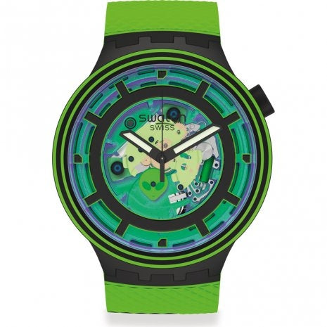Orologio Uomo Gomma Silicone Swatch Big Bold verde BIOCERAMIC  Solo Tempo  Quarzo