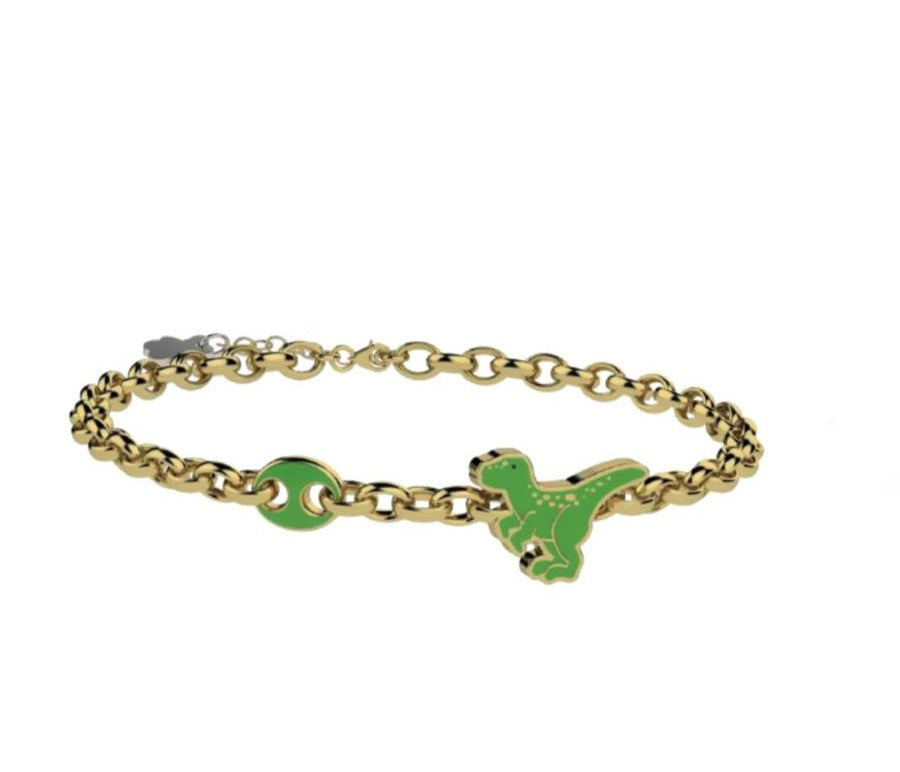 Bracciale Bambino Nanàn Argento Dorato 925 Dinosauri Colore verde NAN0529