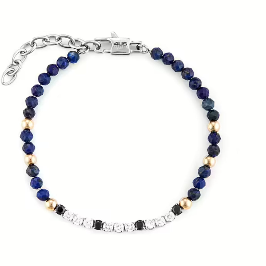 Bracciale Uomo 4US Cesare Paciotti Acciaio Rosè Biglie Zirconi Neri Bianchi 4UBR6222