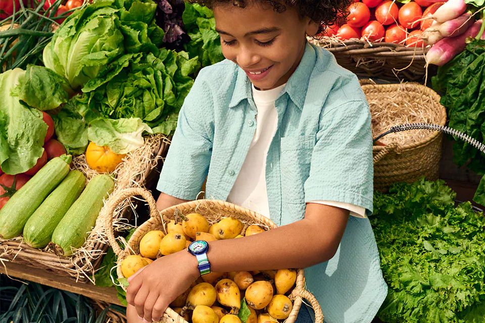 Orologio Bambino Swatch Flik Flak Stripy Green Blu Verde ZFBNP226