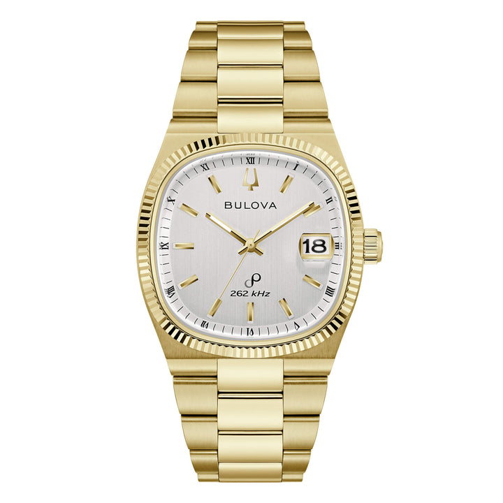 Orologio Uomo Bulova Super Seville Dorato Bianco 262 kHz Data 97B223