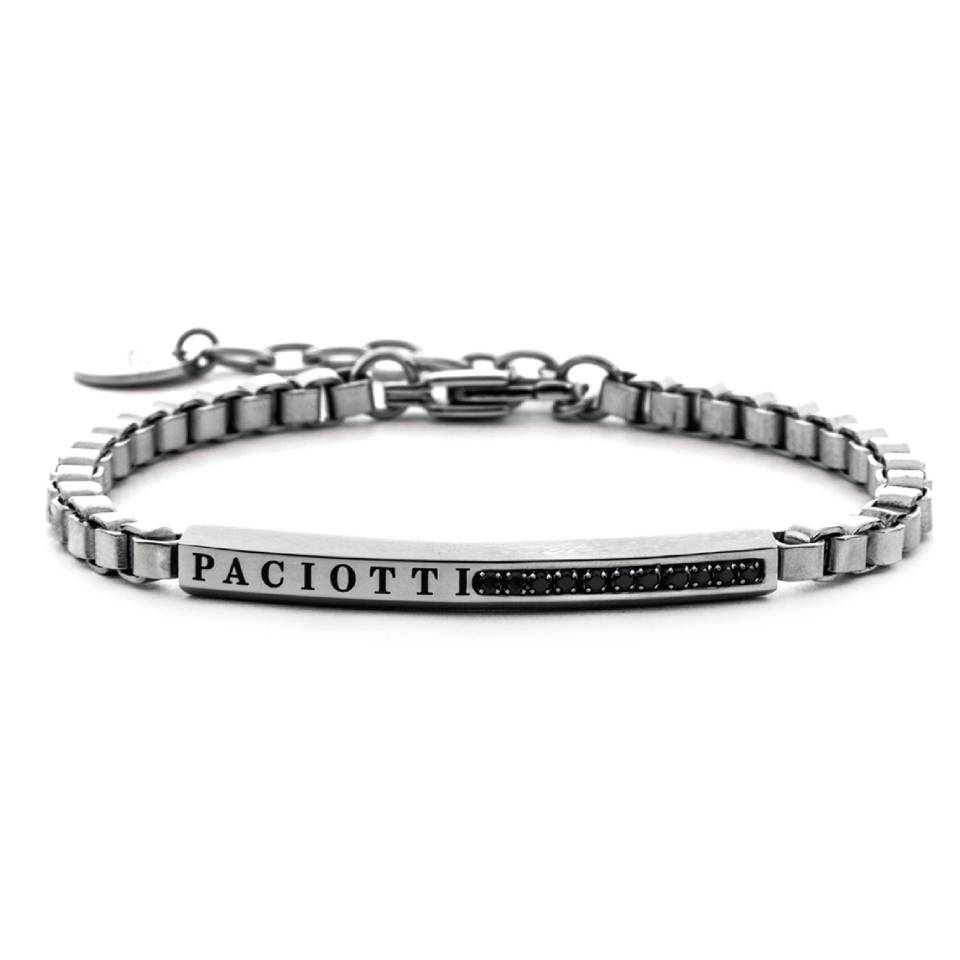 Bracciale 4US Cesare Paciotti Uomo Acciaio Zirconi Neri 4UBR7562