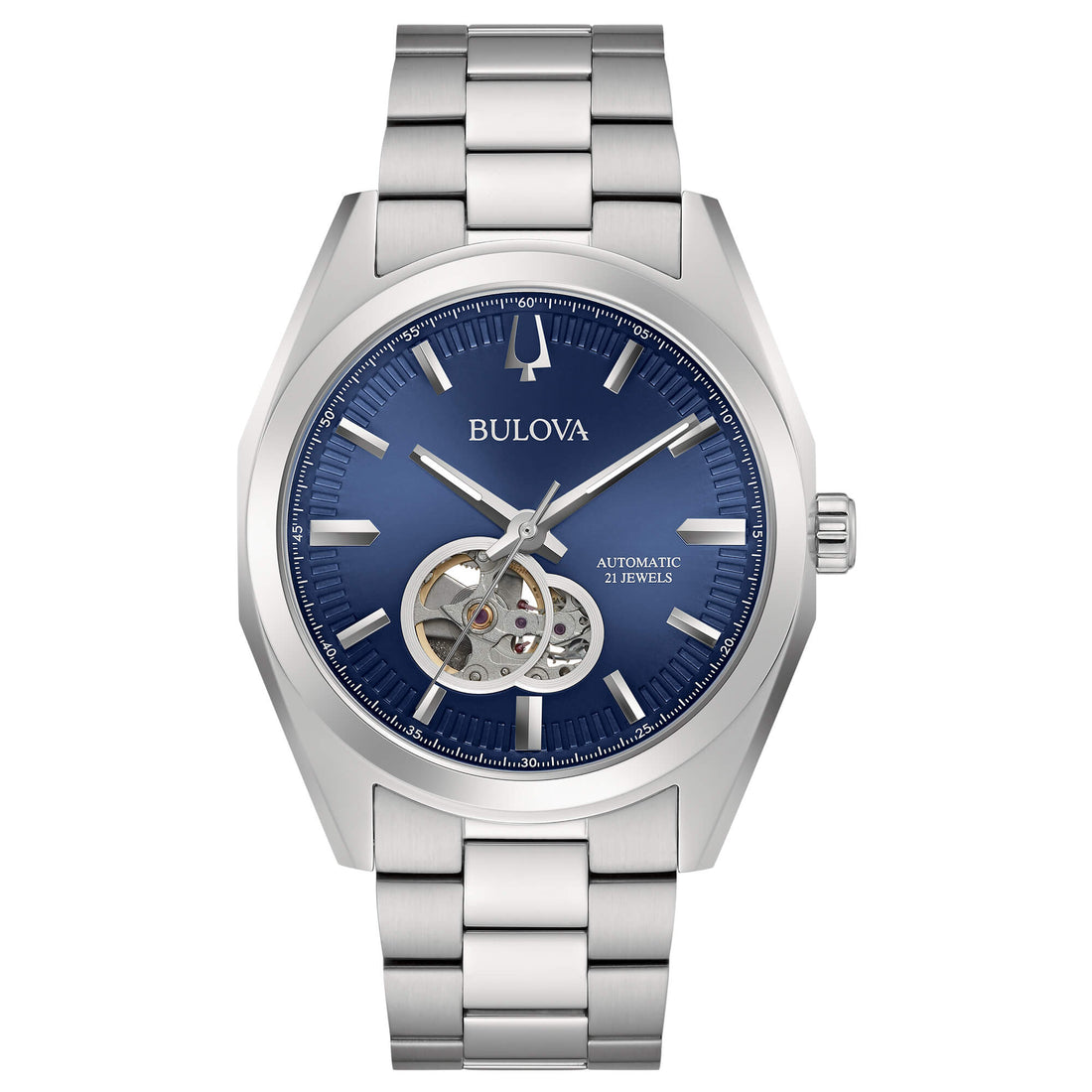 Orologio Uomo Bulova Automatico Surveyor Blu Open Heart 96A275
