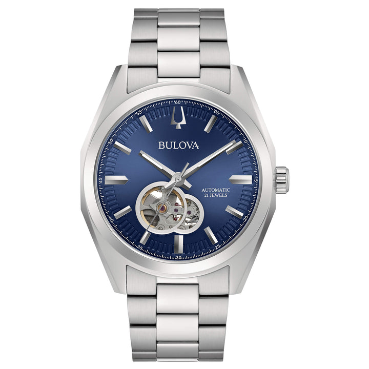 Orologio Uomo Bulova Automatico Surveyor Blu Open Heart 96A275