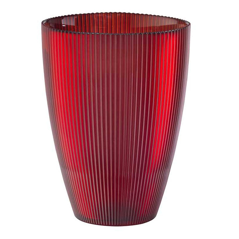 Vaso cristallo Onlylux Burano MIlle righe tondo rosso 24 cm OL02108
