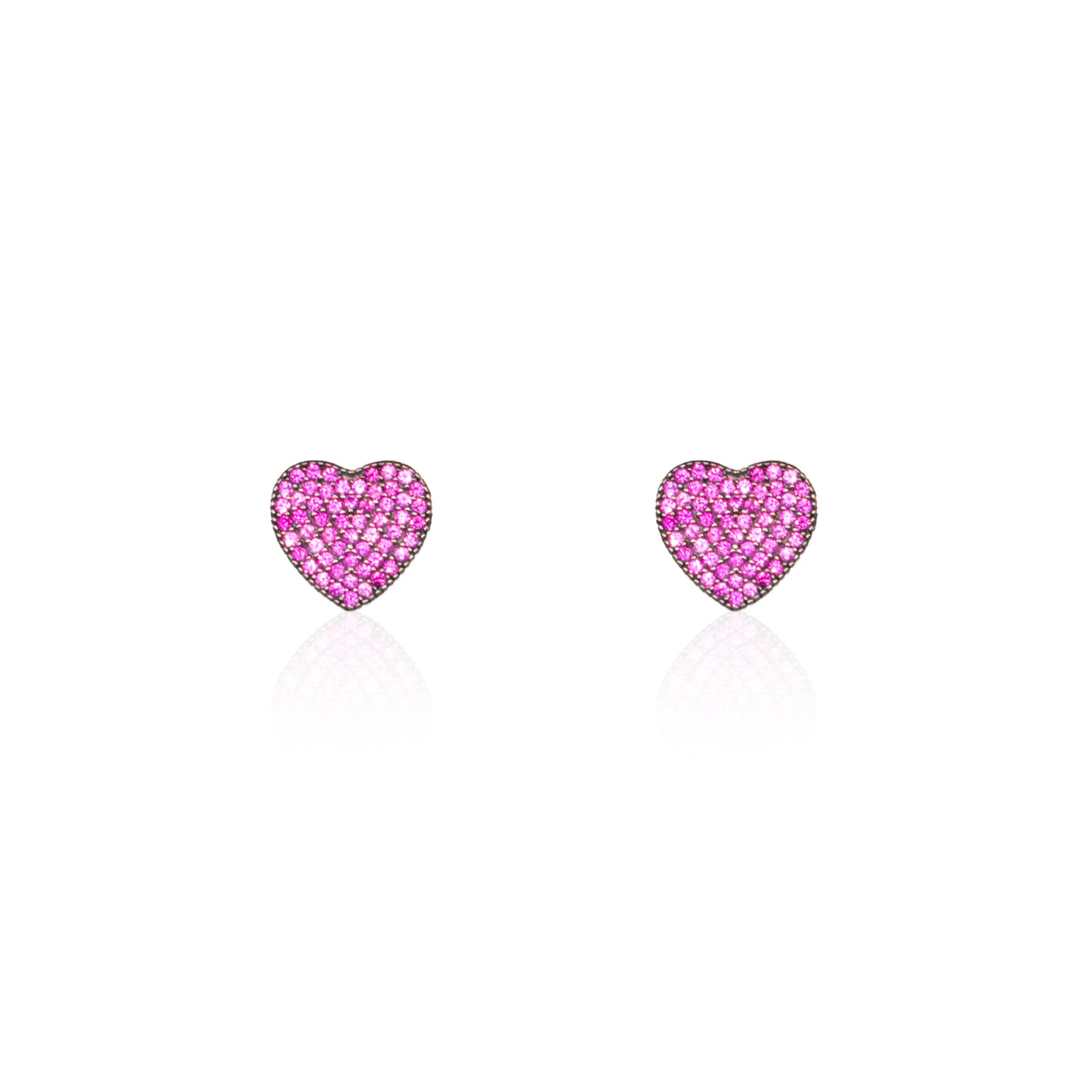 Orecchini Donna Re Mida Argento 925 Cuore Con Zirconi Rossi O017