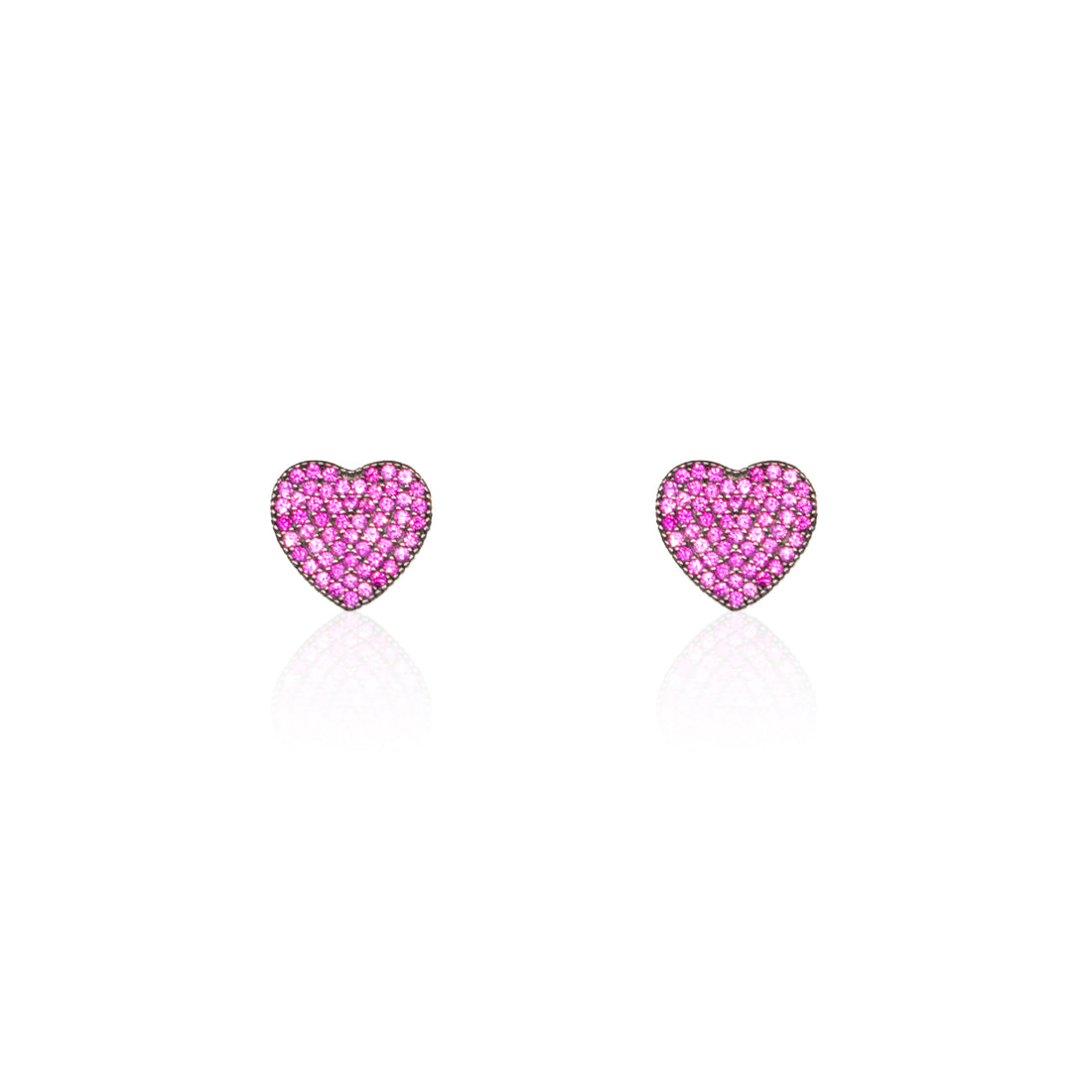 Orecchini Donna Re Mida Argento 925 Cuore Con Zirconi Rossi O017