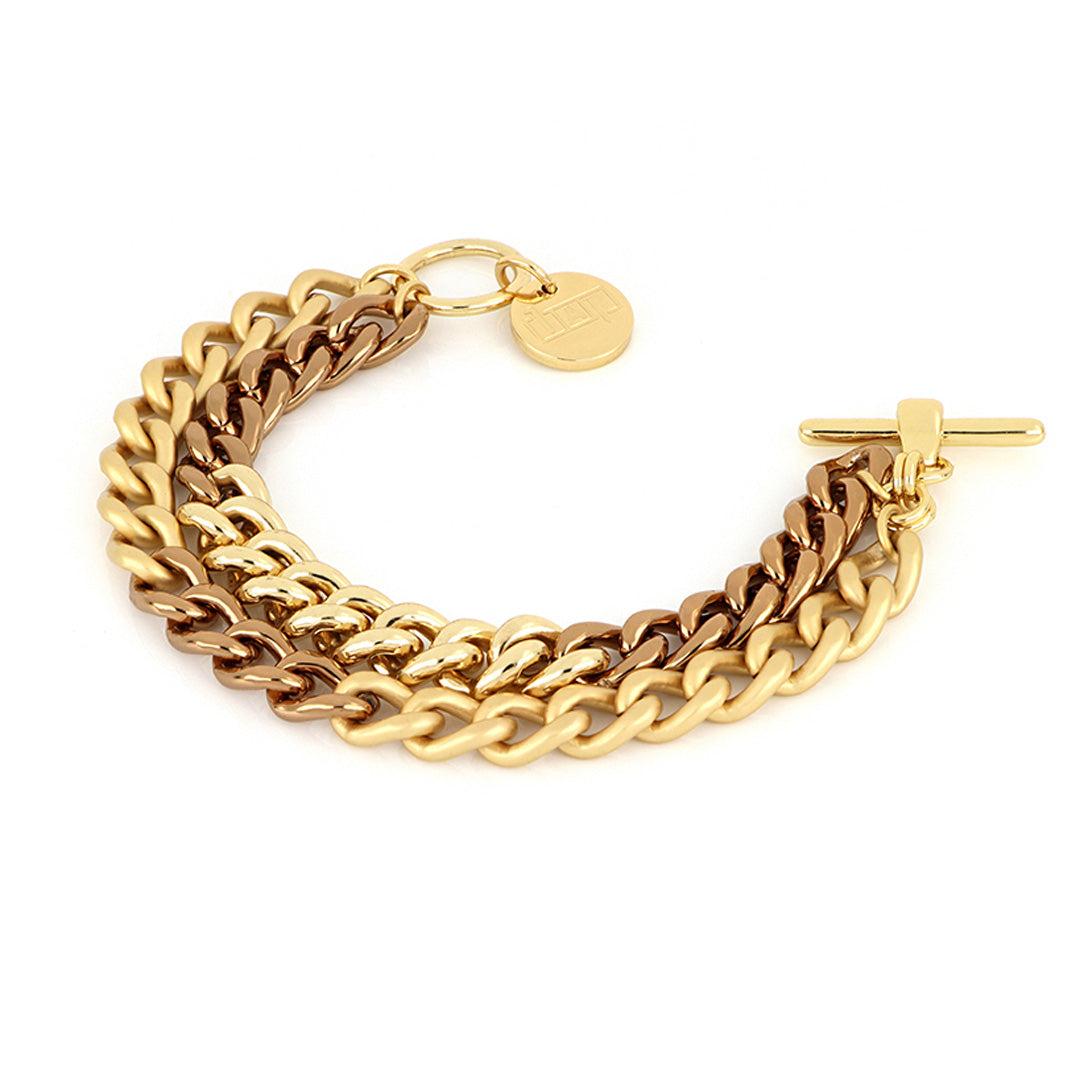 Bracciale Donna Unoaerre Bronzo Dorato Rosato Doppia Catena Semirigida 504639