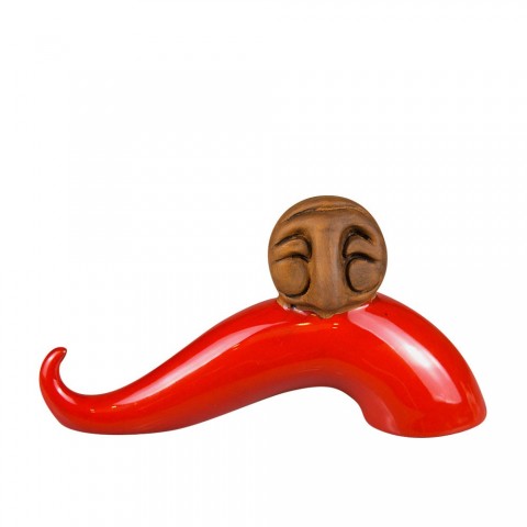 Corno Portafortuna da Scrivania Pulcinella Rosso Macrì TE081