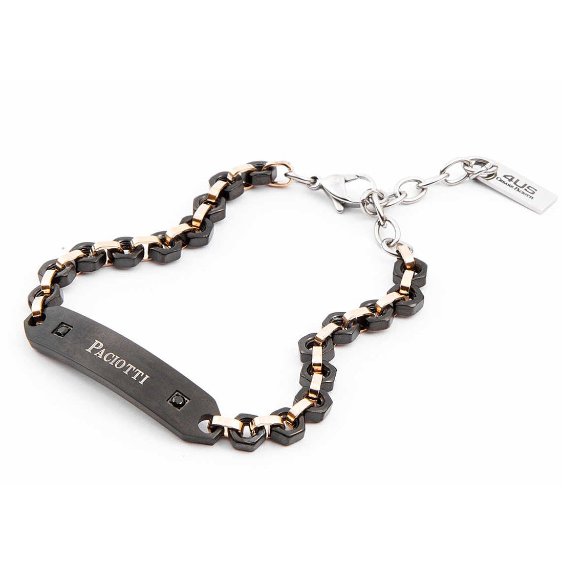 Bracciale Uomo 4US Cesare Paciotti  acciaio con centrale in pvd nero e zircone 4UBR4092