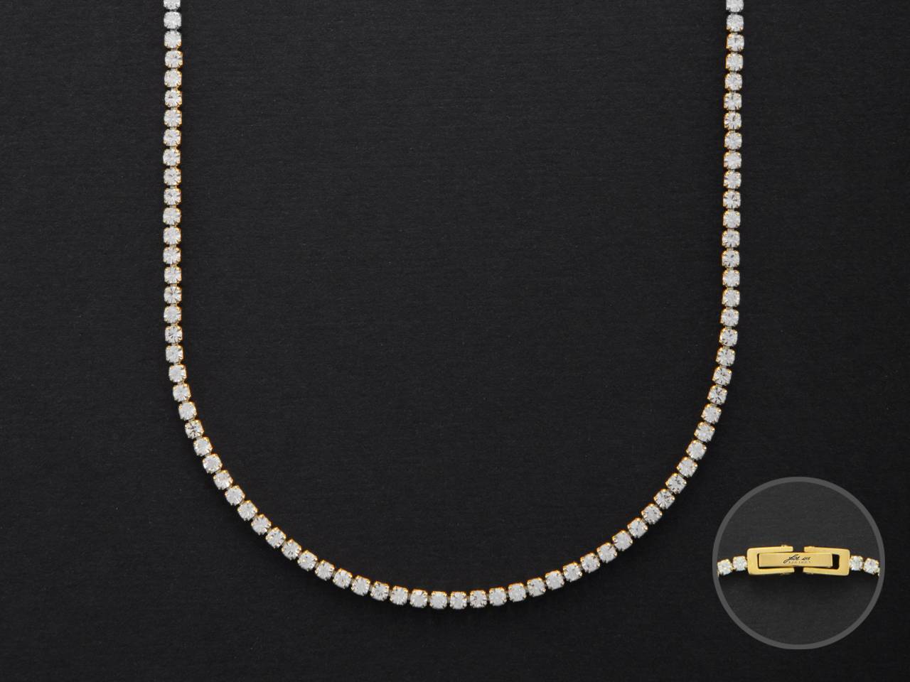 Collana Donna 4US Cesare Paciotti Acciaio Dorato Tennis Zirconi Bianchi 4UCL5839W