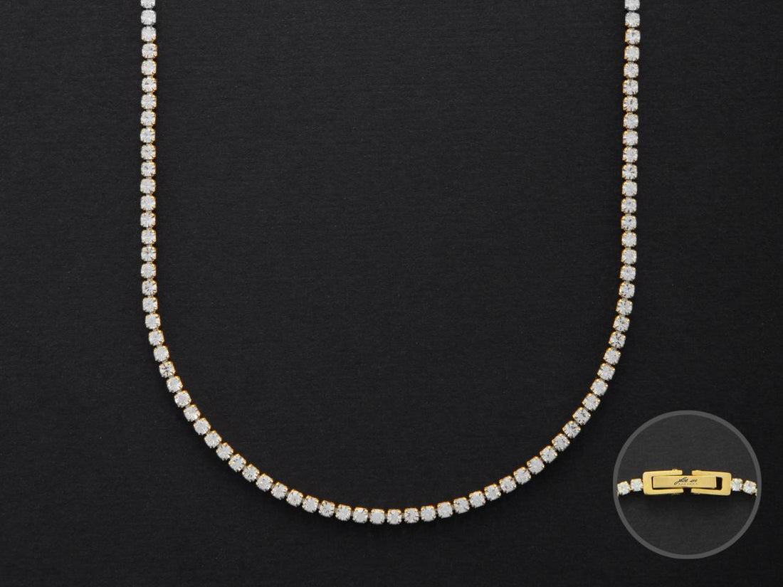 Collana Donna 4US Cesare Paciotti Acciaio Dorato Tennis Zirconi Bianchi 4UCL5839W