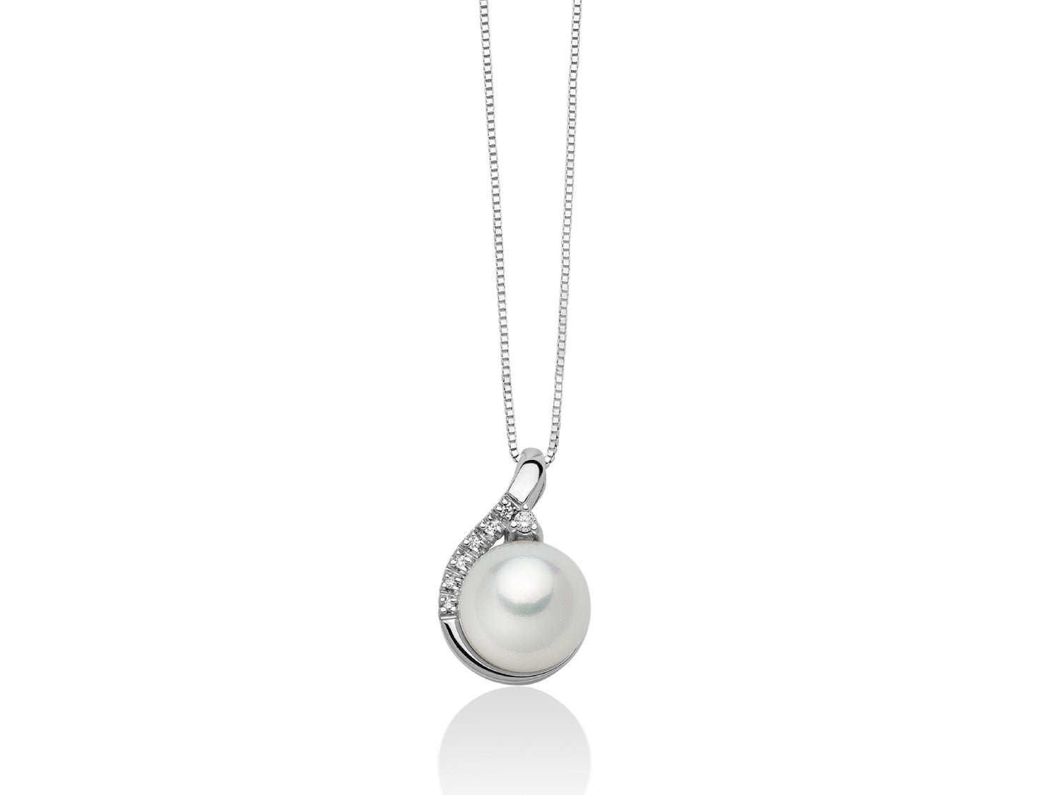 Collana Donna Miluna Girocollo Oro Bianco 750 Perla 8-8,5 mm Diamanti PCL6121