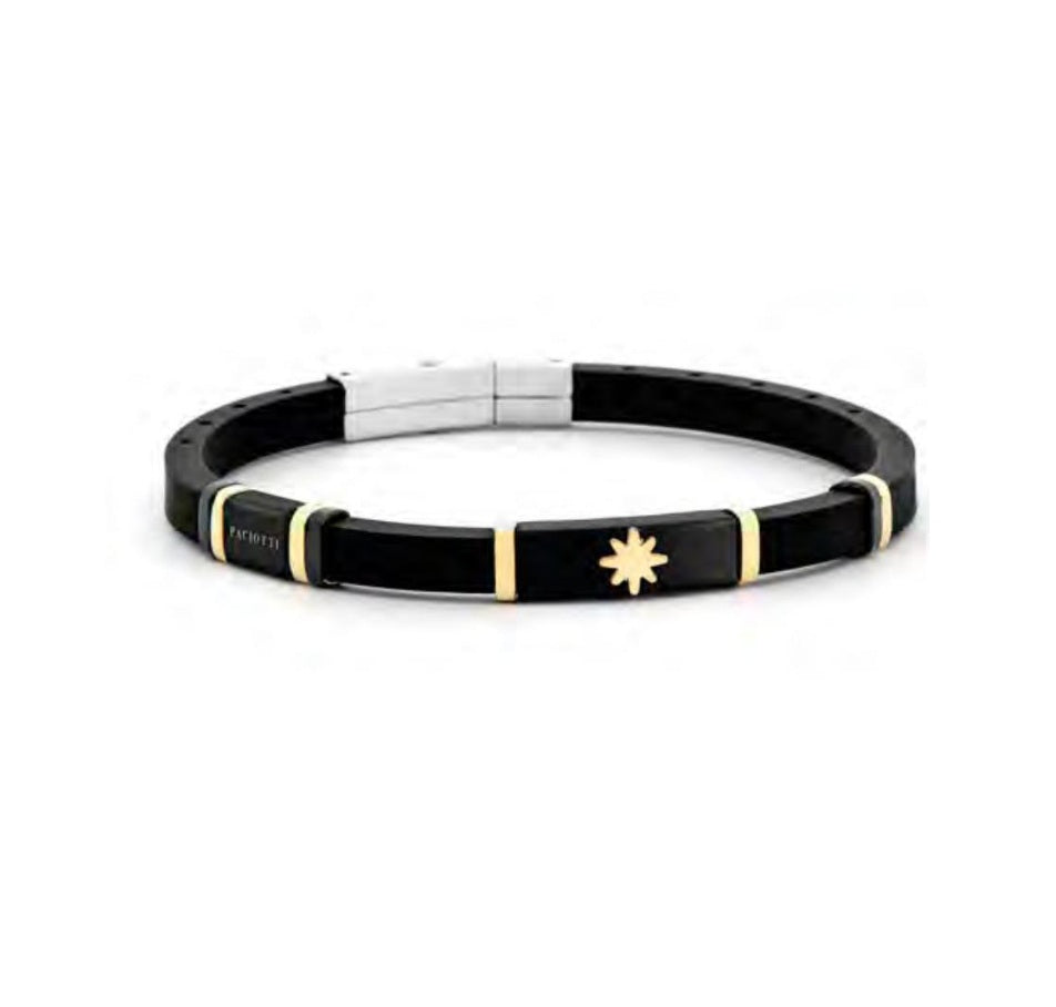 Bracciale Uomo acciaio 4US Cesare Paciotti con Caucciu nero acciaio 4UBR7951