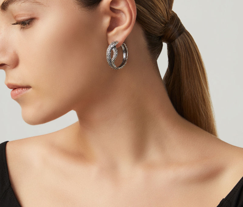 Orecchini Donna Giovanni Raspini Argento 925 Cerchio Serpente 11258