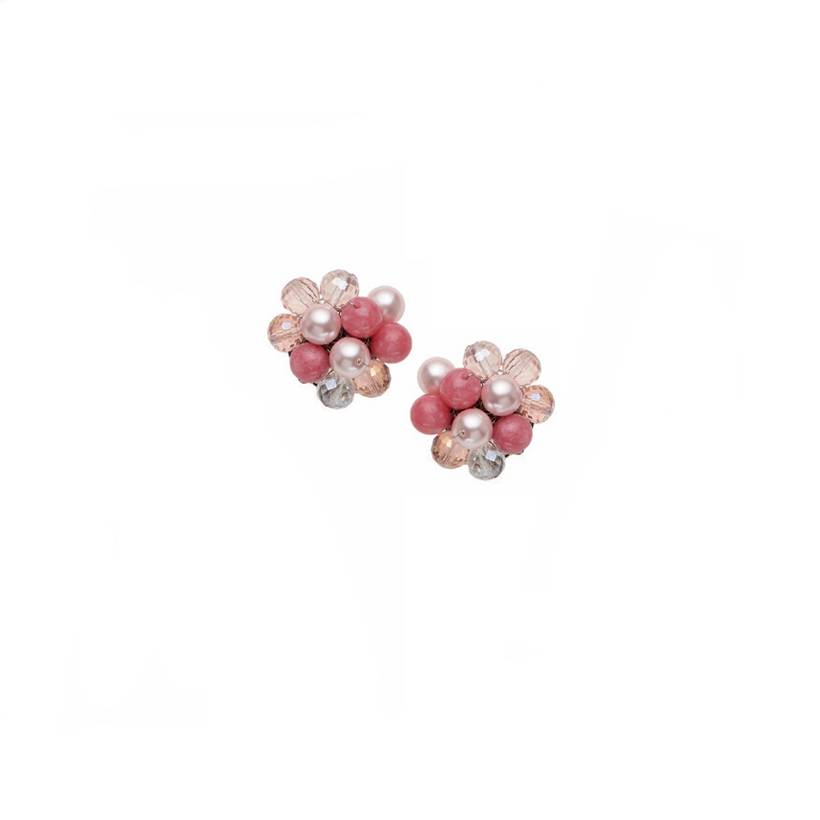 Orecchini Donna Ottaviani Cristalli Perle Rosa Clip 501392O