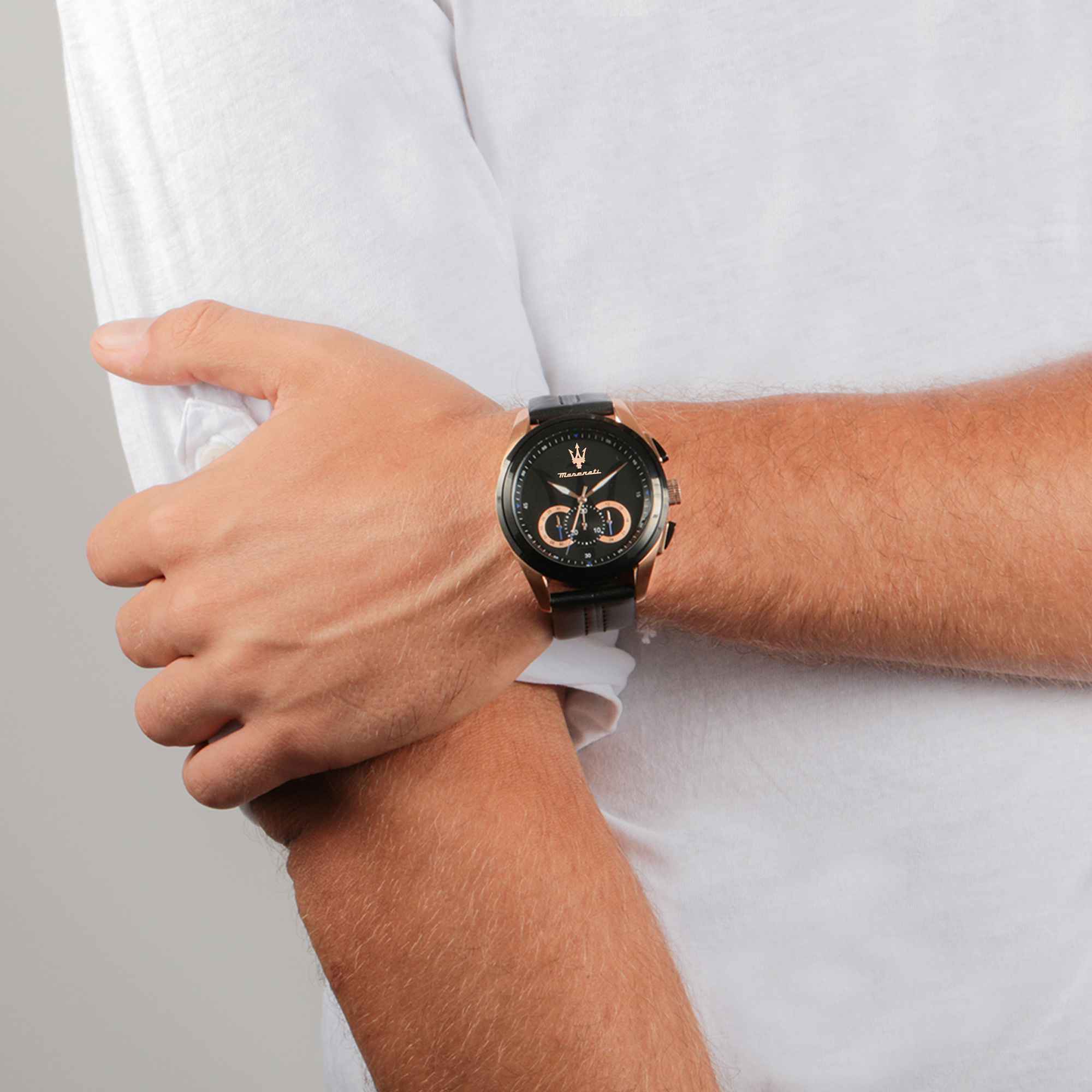 Orologio Uomo Acciaio Maserati Cronografo Acciaio Rosè Pelle R8871612025