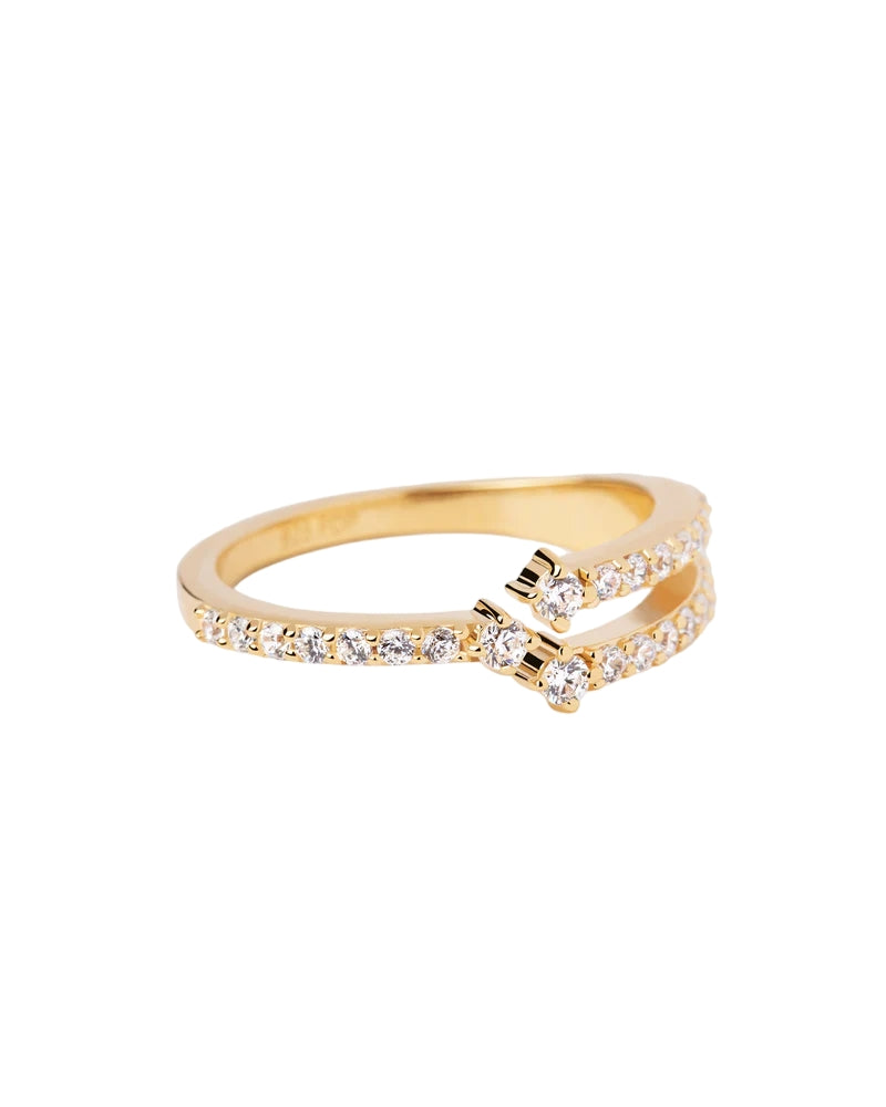 Anello Donna PDPaola Argento 925 Dorato Aperto Zirconi Bianchi AN01-865-14