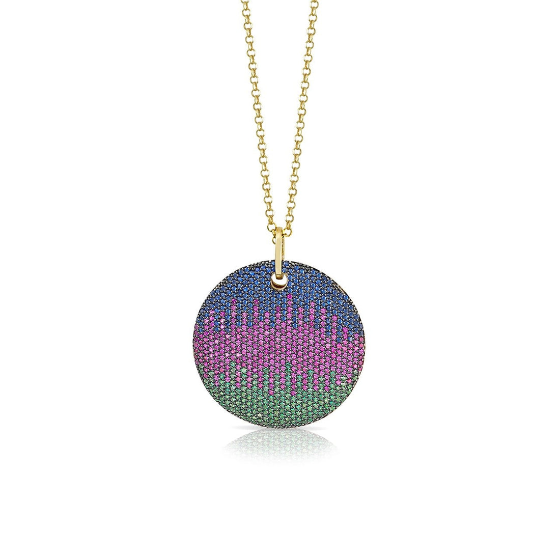 Collana Donna Argento 925 Dorato Zirconi Colorati Disco CL020GM