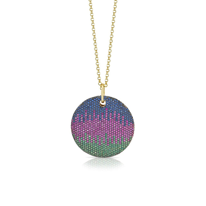 Collana Donna Argento 925 Dorato Zirconi Colorati Disco CL020GM