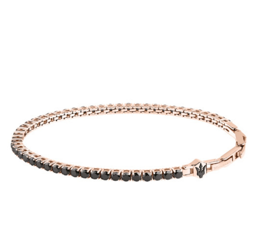 Bracciale Uomo Tennis Acciaio PVD rosè Zirconi Neri JM425AVC07