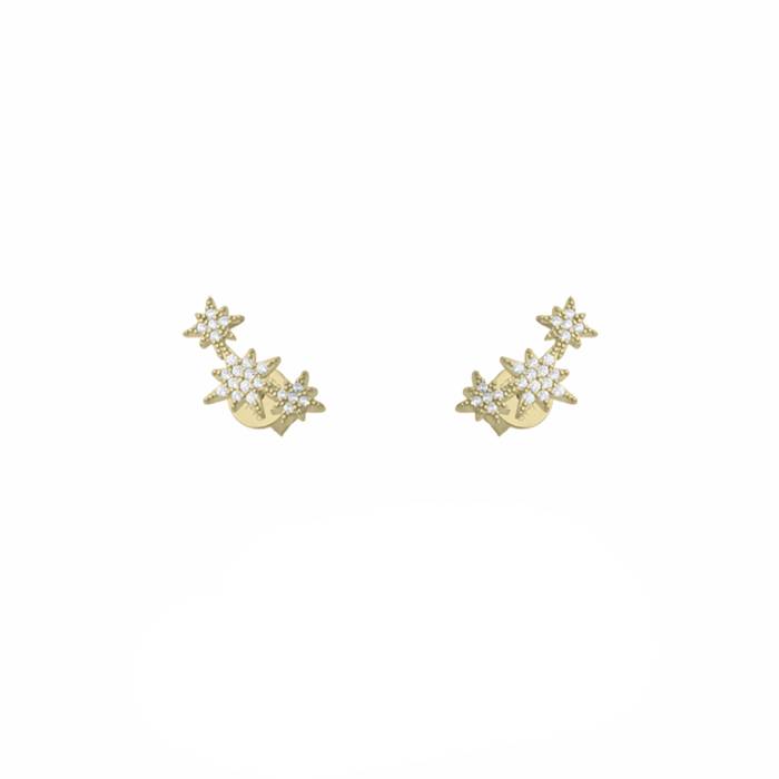 Orecchini Donna Liu Jo Argento 925 Dorato Stella Zirconi Bianchi ALJ354