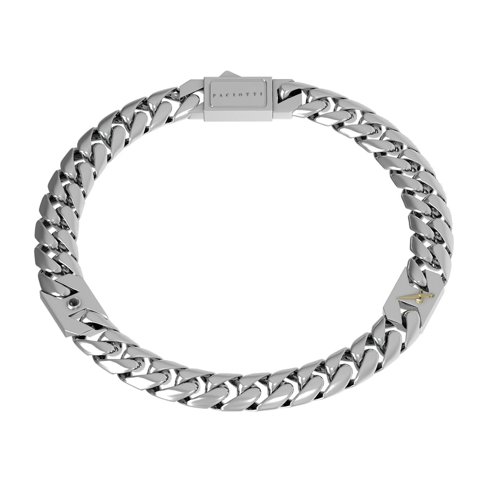 Bracciale Uomo Cesare Paciotti Argento Catena Groumette Spadino Oro JPBR5037B