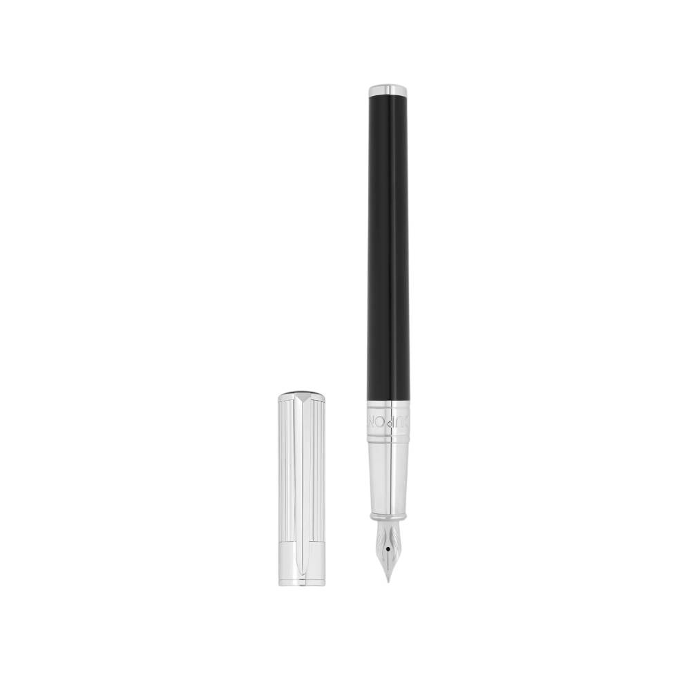 Penna Uomo Dupont Initial Piuma Cromata Acciaio Lacca Nero 270201