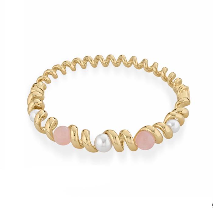 Bracciale Donna Sogni Bronzo Rigido Perle Opale Rosa LBR003GOP