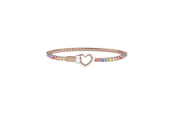 Bracciale Bambina Nanàn Argento 925 Tennis Multicolor Cuore Bianco Centrale NAN0401