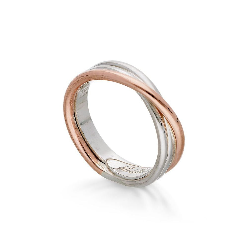 Anello 3 Fili Oro Rosa 9 KT Argento Donna Filo della Vita AN8AR mis 14
