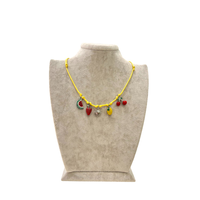 Collana Fruit Donna Re Mida Cotone Charm Acciaio Componibile