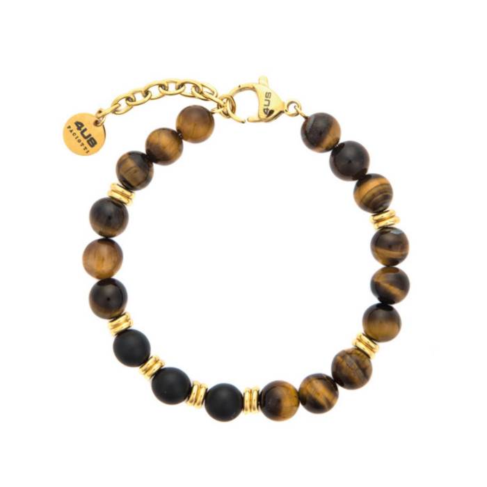 Bracciale Uomo Acciaio Dorato 4US Cesare Paciotti Occhio Di Tigre Gialla 4UBR8637
