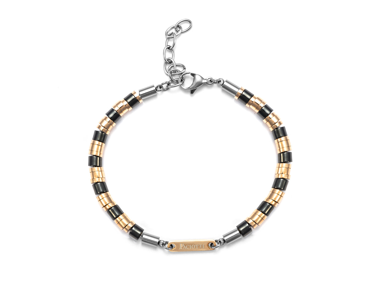 Bracciale Uomo 4US Cesare Paciotti Acciaio Rosè Liscio Cilindri Ceramica 4UBR5619