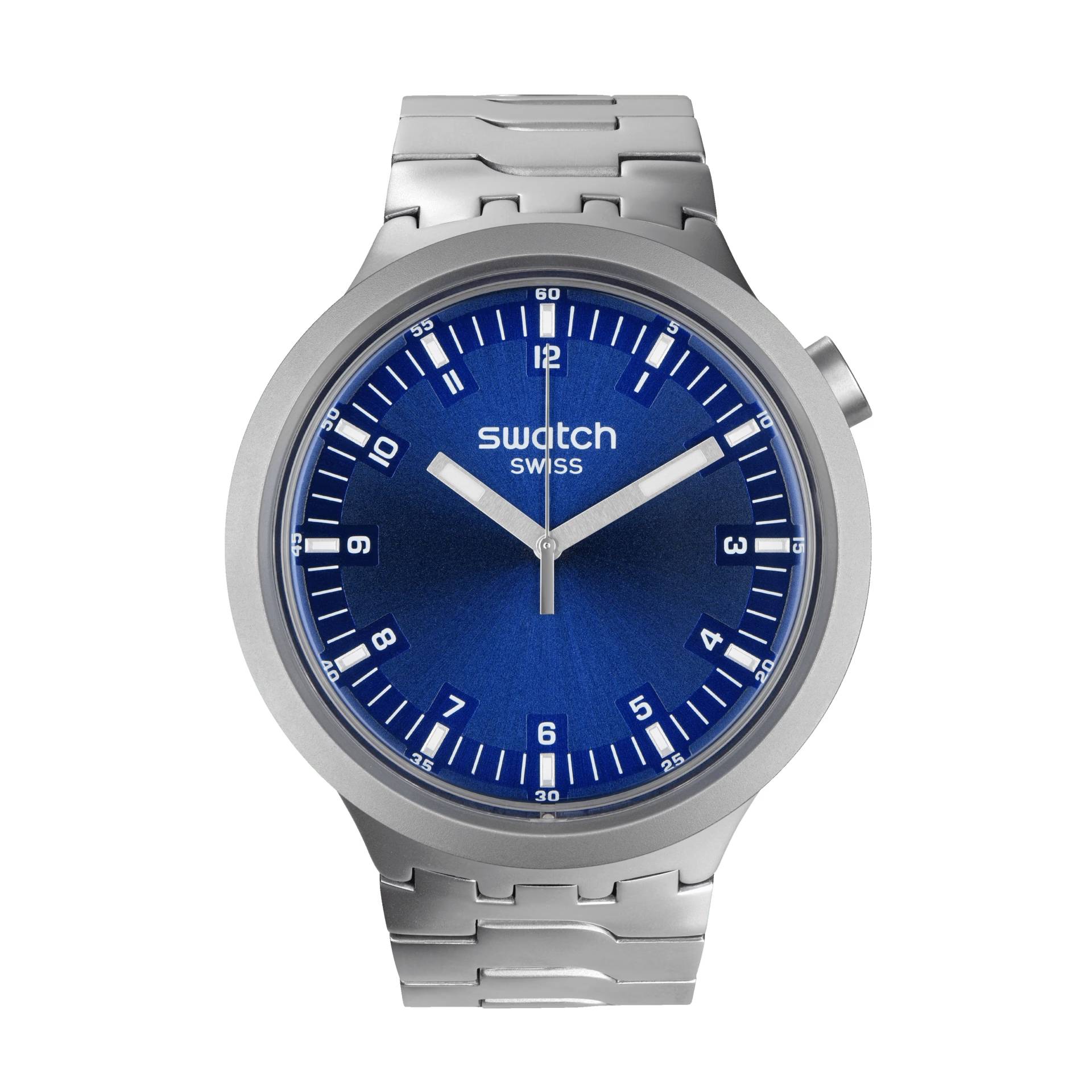 Orologio Unisex Swatch Acciaio Big Bold Indigo Hour Blu Lucido SB07S102G