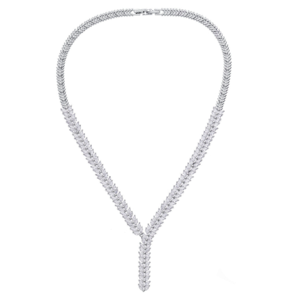 Collana Donna Ottaviani Bronzo Tennis Foglia Spigata Zirconi Bianchi 500972C