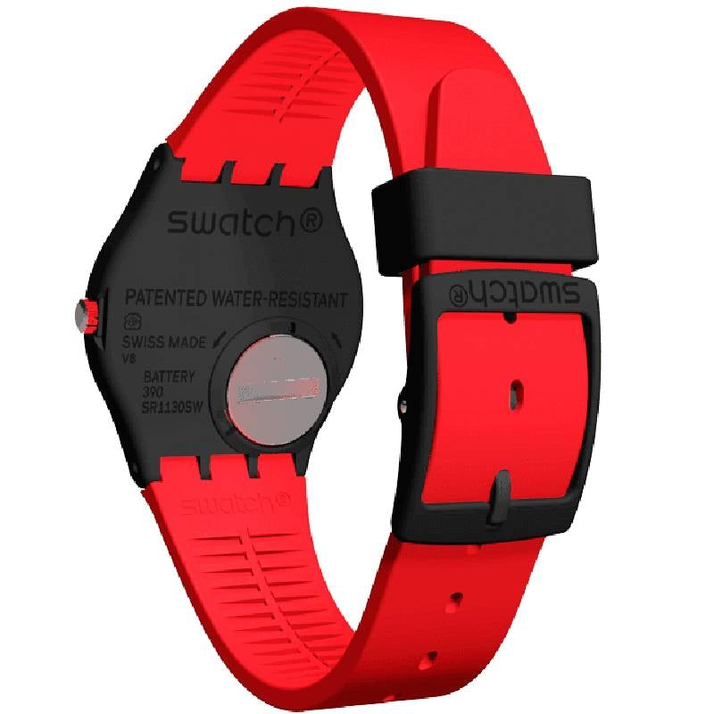 Orologio Uomo Bambino Swatch Quarzo Doppia Data Red Grin Nero GB754