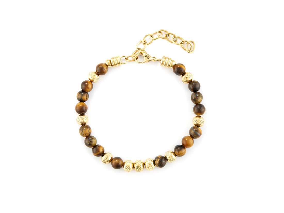 Bracciale Uomo Acciaio dorato 4US Cesare Paciotti Occhio di tigre 4UBR6759