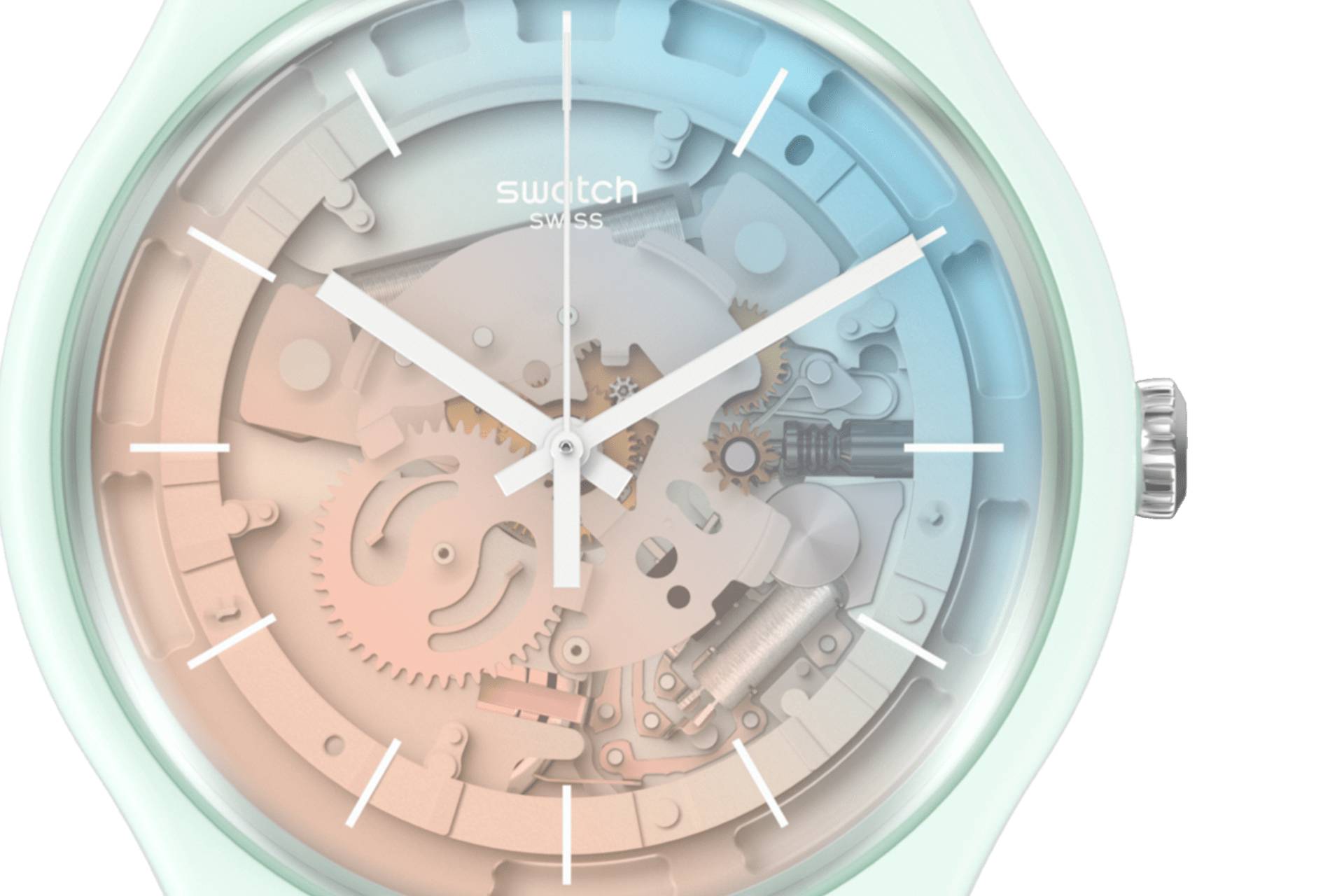 Orologio Unisex Swatch Fleetingly Iceblue Quarzo Solo Tempo Scheletrato SO32S101