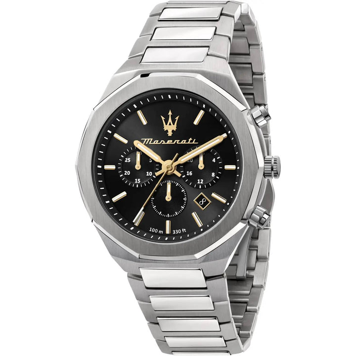 Orologio Uomo Maserati Acciaio Cronografo Quarzo Nero Indici Dorati R8873642010