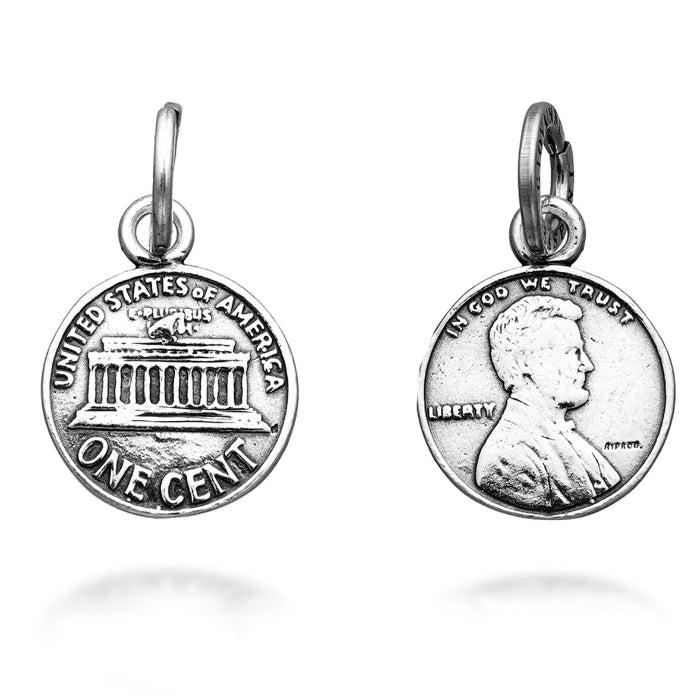 Charm Unisex Giovanni Raspini Argento 925 Moneta One Cent Realizzata A Mano 06473