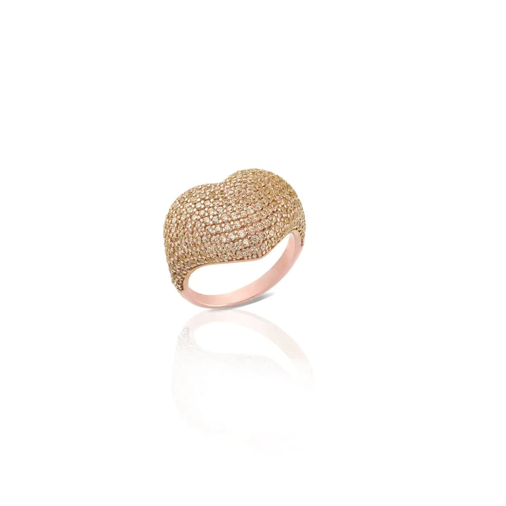 Anello Donna Sogni Argento Rosè 925 Pavè Champagne Zirconi Cuore AN046RC-6
