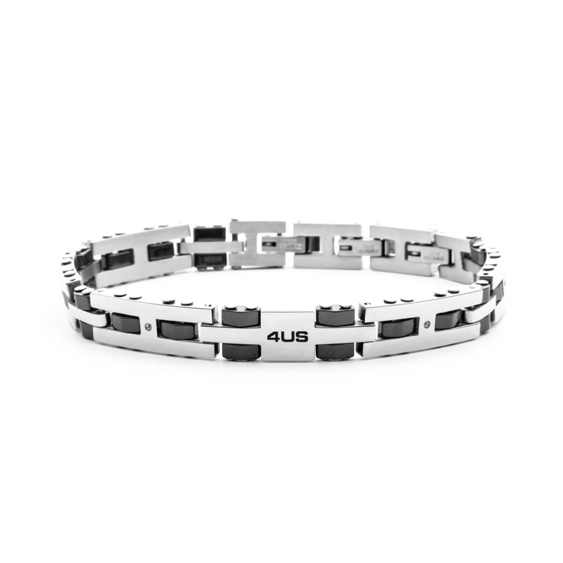 Bracciale Uomo 4US Cesare Paciotti Acciaio Maglia Lucida Ceramica Nera 4UBR5592