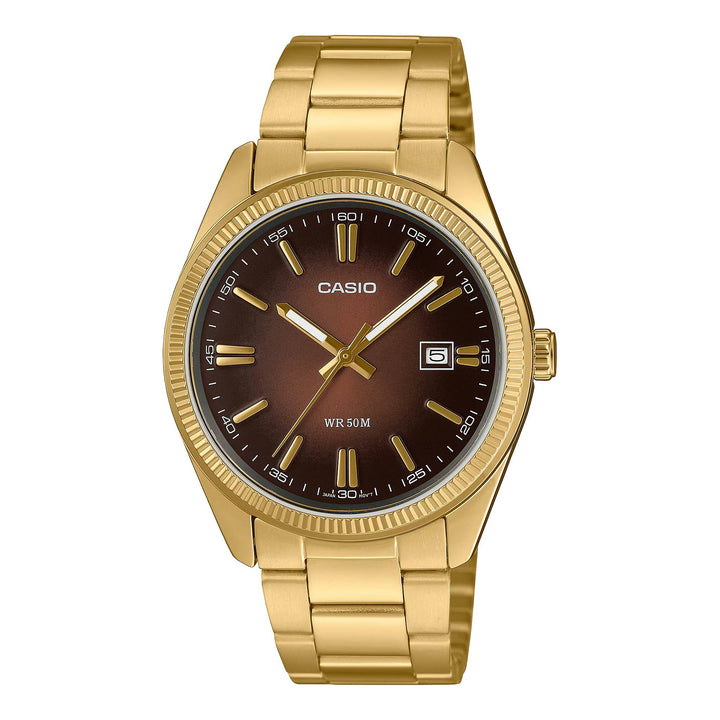 Orologio Unisex Casio Acciaio Dorato Marrone Cangiante Quarzo MTP-1302PGC-5AVEF
