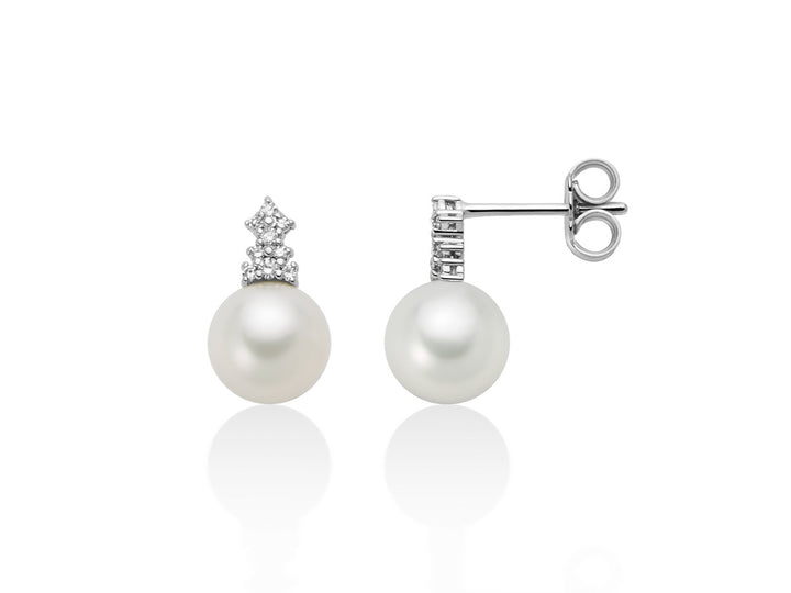 Orecchini Donna Miluna Perla Diamanti 7.5-8 mm Oro 750 PER2801