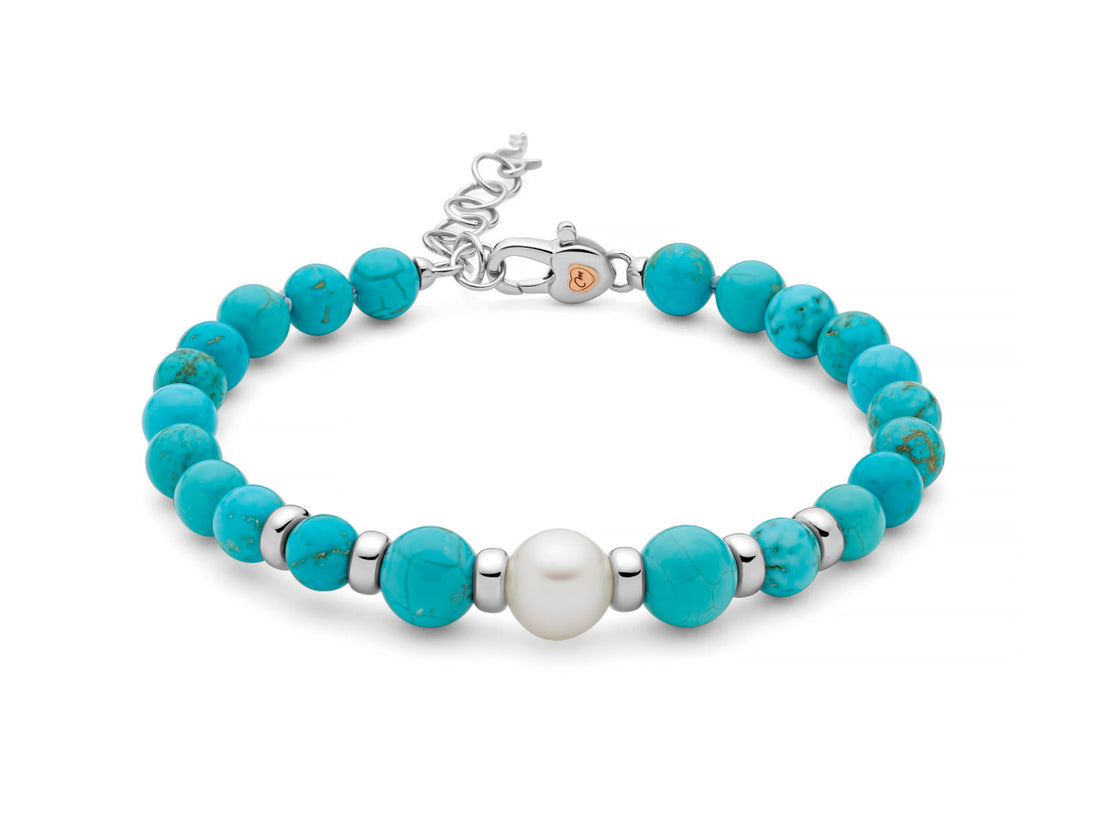 Bracciale Donna Miluna Terra Mare Aulite color Turchese e Perla PBR3536