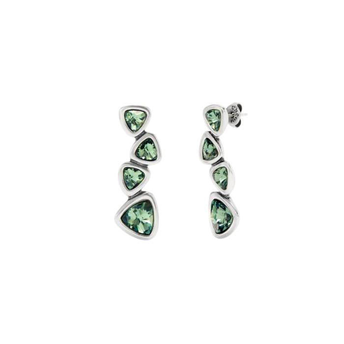 Orecchini Donna Uno De 50 Cristalli Verdi Lunghi Placcati Argento PEN0983VRDMTL0U