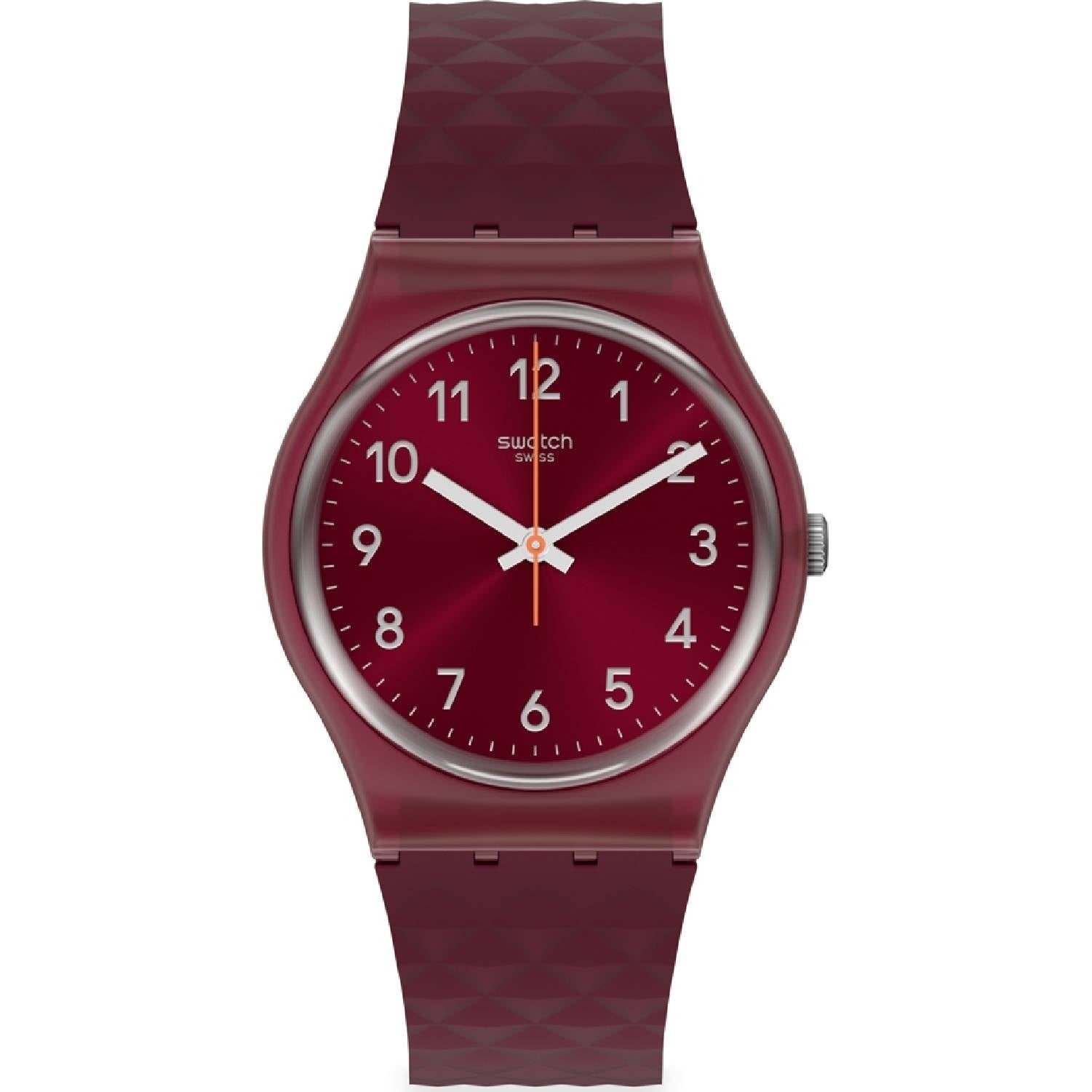 Orologio Donna Gomma Resina Swatch Quarzo Solo Tempo Rosso REDNEL GR184