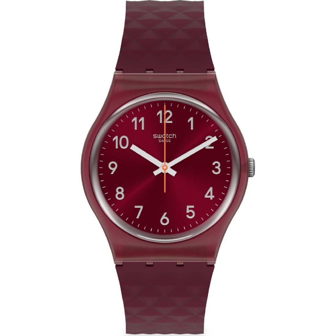 Orologio Donna Gomma Resina Swatch Quarzo Solo Tempo Rosso REDNEL GR184